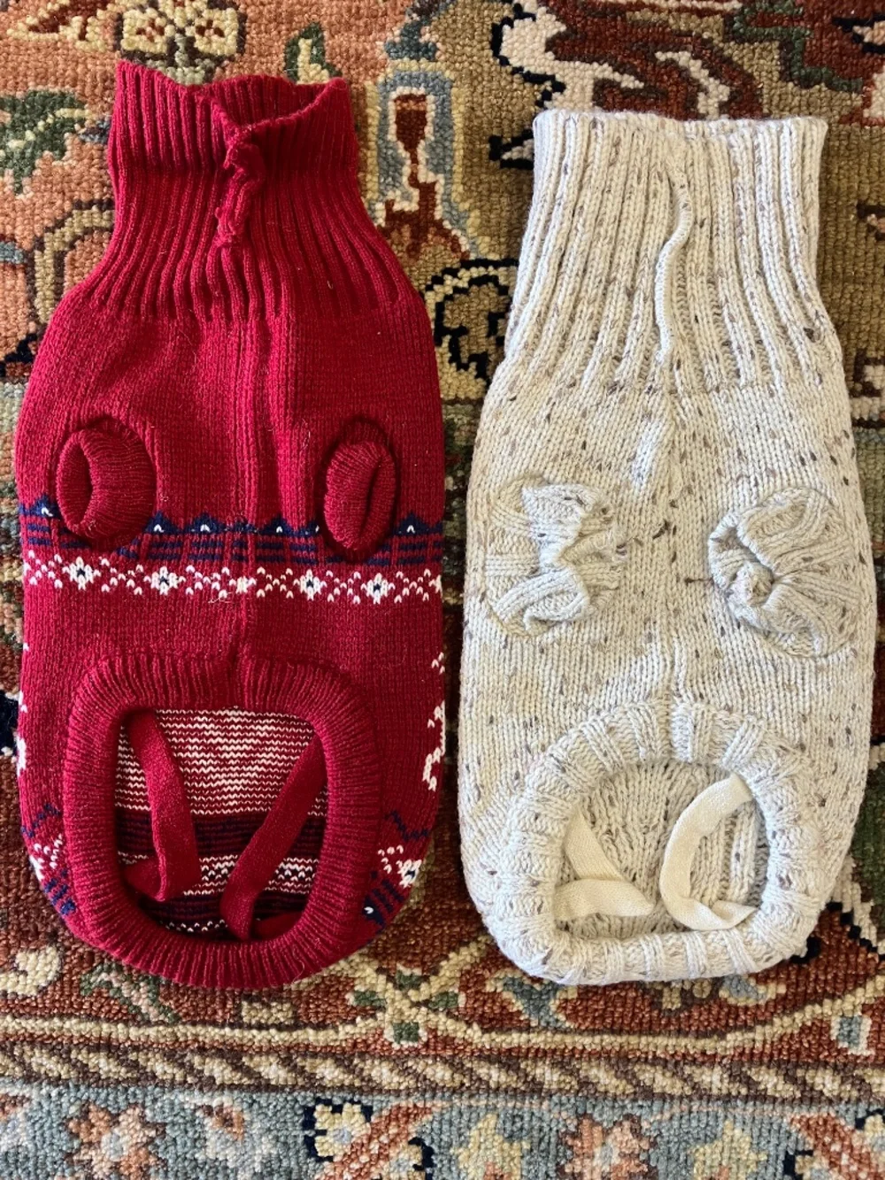 New 2 Vintage Zack & Zoey Dog Sweaters Jumpers - Small with Xmas Scarfs